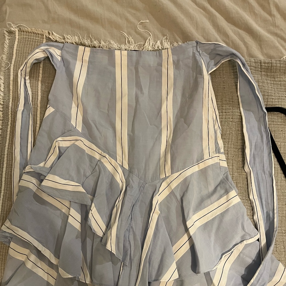 Zara blue and white wrap around skirt